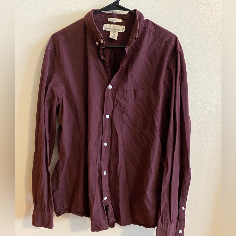 H&M regular fit Maroon Button Down Large